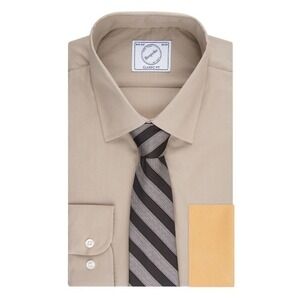 Bespoke 3-Piece Mens Dress Shirt Tie Pocket Square Set Classic Fit Large 16-16.5